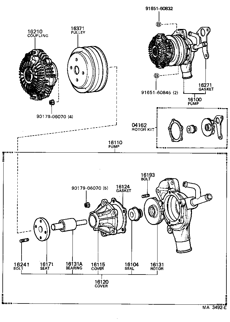 16100-88280 PUMP ASSY, WATER, W/O COUPLING product image