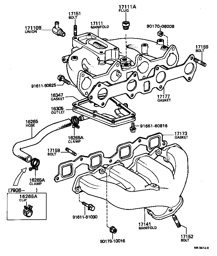 17172-32020 GASKET, MANIFOLD TO CYLINDER HEAD product image