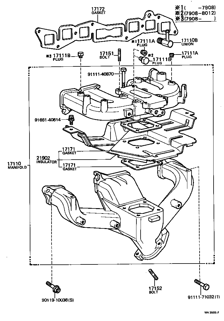17172-32020 GASKET, MANIFOLD TO CYLINDER HEAD product image