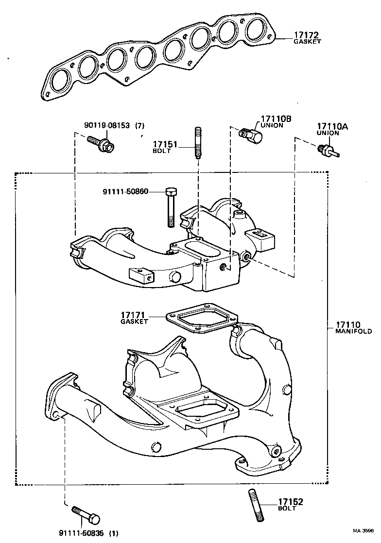 17177-38010 GASKET, INTAKE MANIFOLD TO HEAD, NO.1 product image
