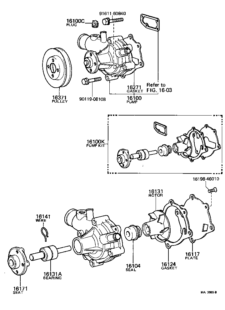 16100-49208 PUMP ASSY, ENGINE WATER product image