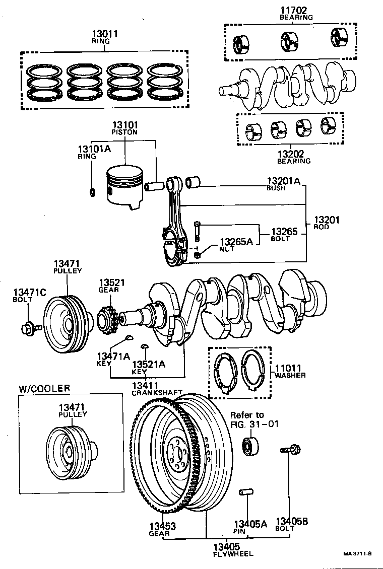 13101-44016 PISTON SUB-ASSY, W/PIN product image