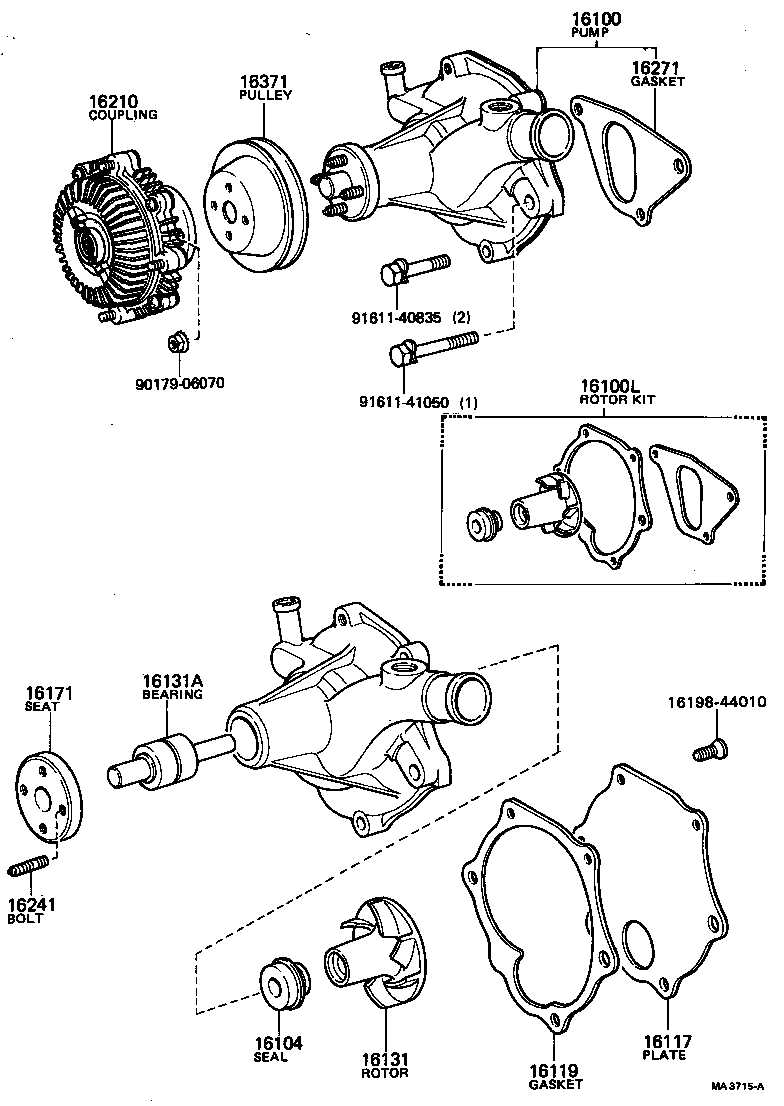16100-49575 PUMP ASSY, ENGINE WATER product image