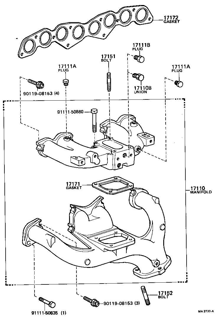 90116-08291 BOLT, STUD(FOR MANIFOLD TO CARBURETOR) product image