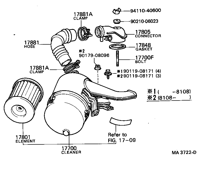 17861-44170 CONNECTOR SUB-ASSY, INTAKE AIR product image