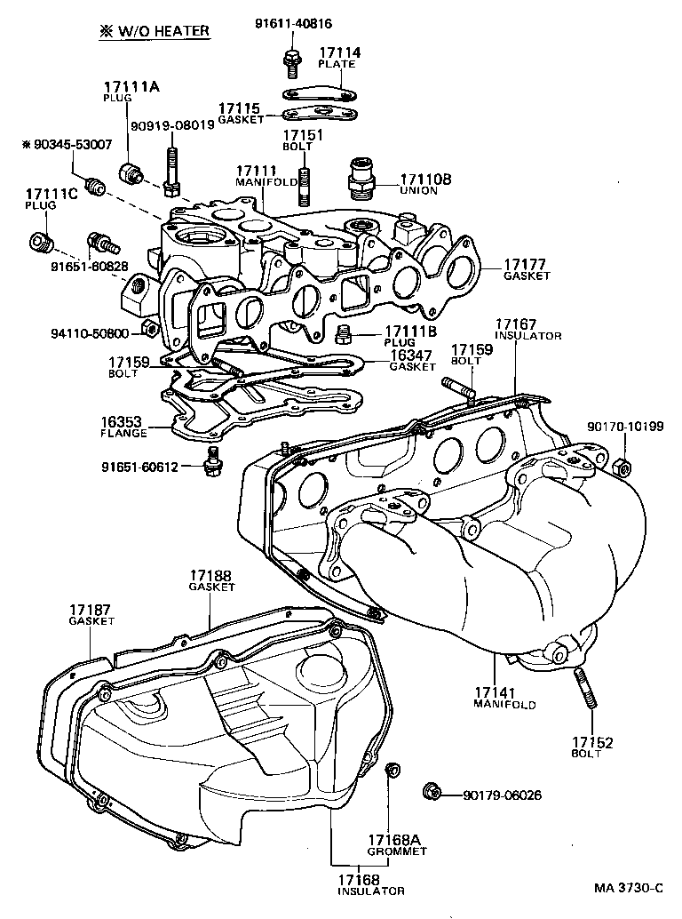 17177-38010 GASKET, INTAKE MANIFOLD TO HEAD, NO.1 product image