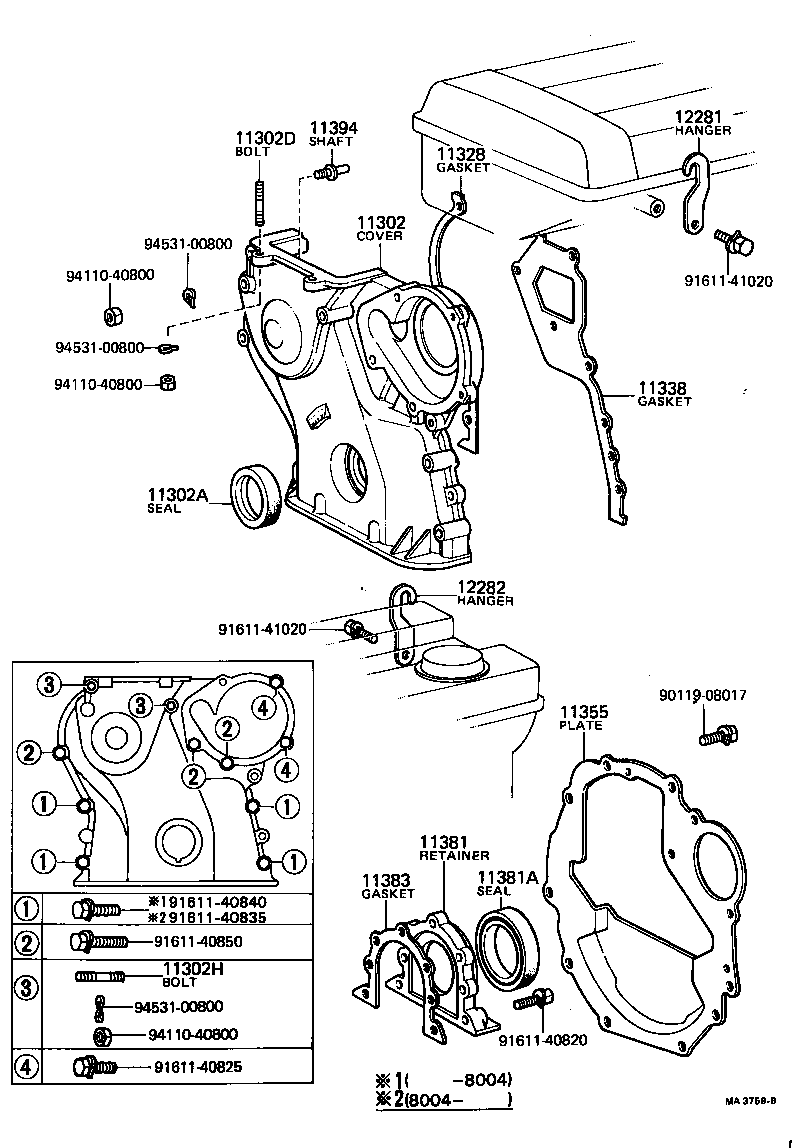90072-11619 BOLT, STUD(FOR TIMING GEAR COVER) product image