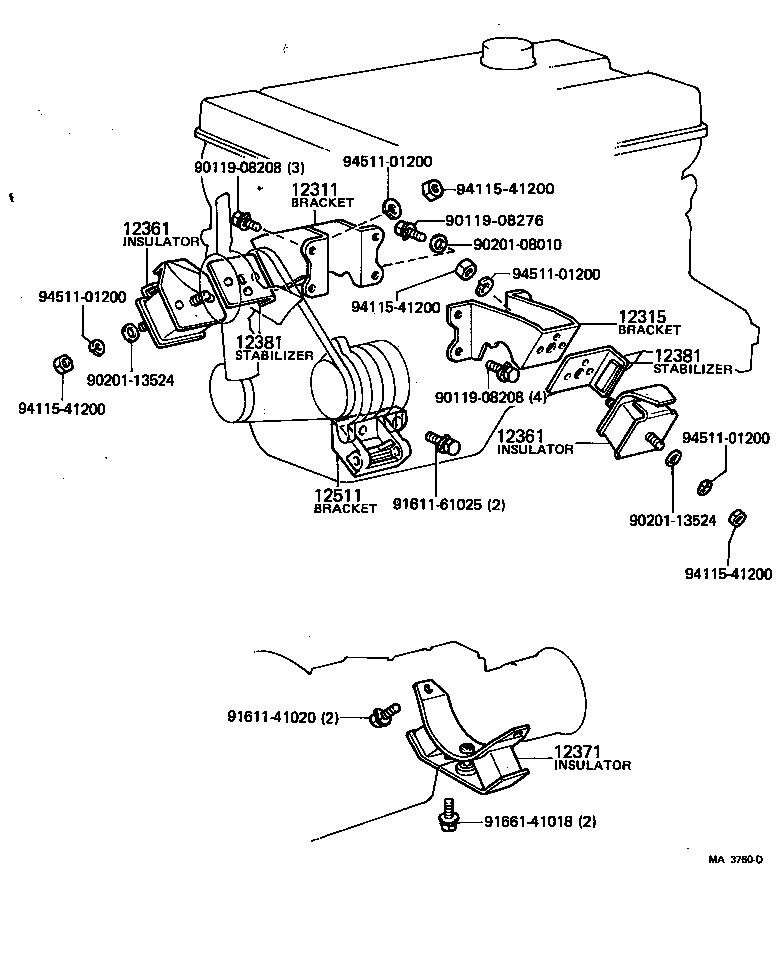 12361-15080 INSULATOR, ENGINE MOUNTING, FRONT product image