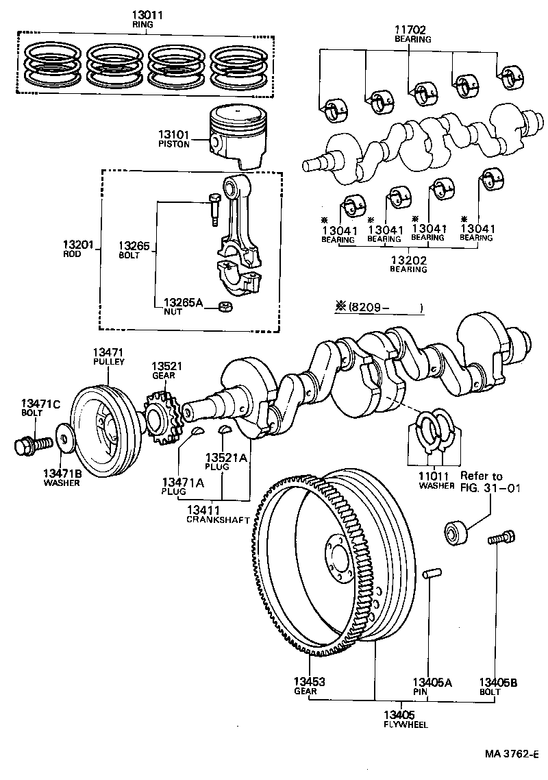 13101-88261 PISTON SUB-ASSY, W/PIN product image
