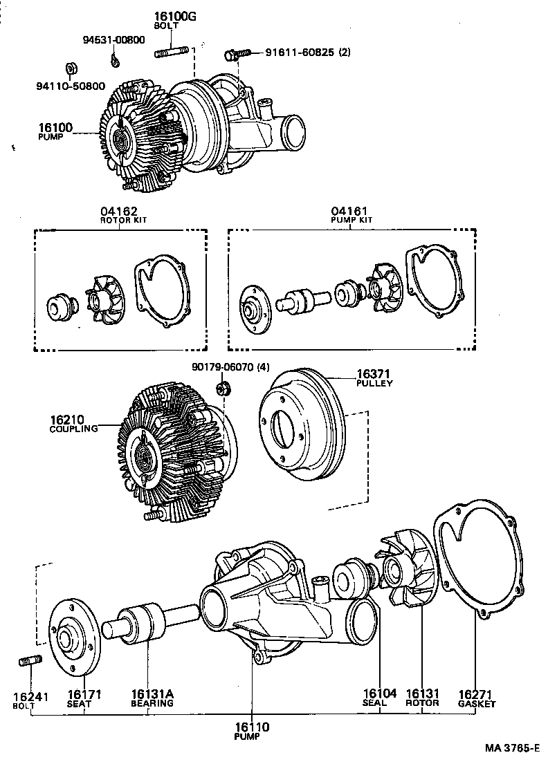 16100-19076 PUMP ASSY, ENGINE WATER product image