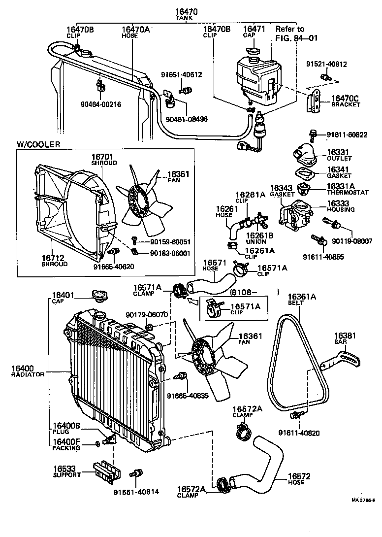 16264-64020 HOSE, WATER BY-PASS, NO.2 product image
