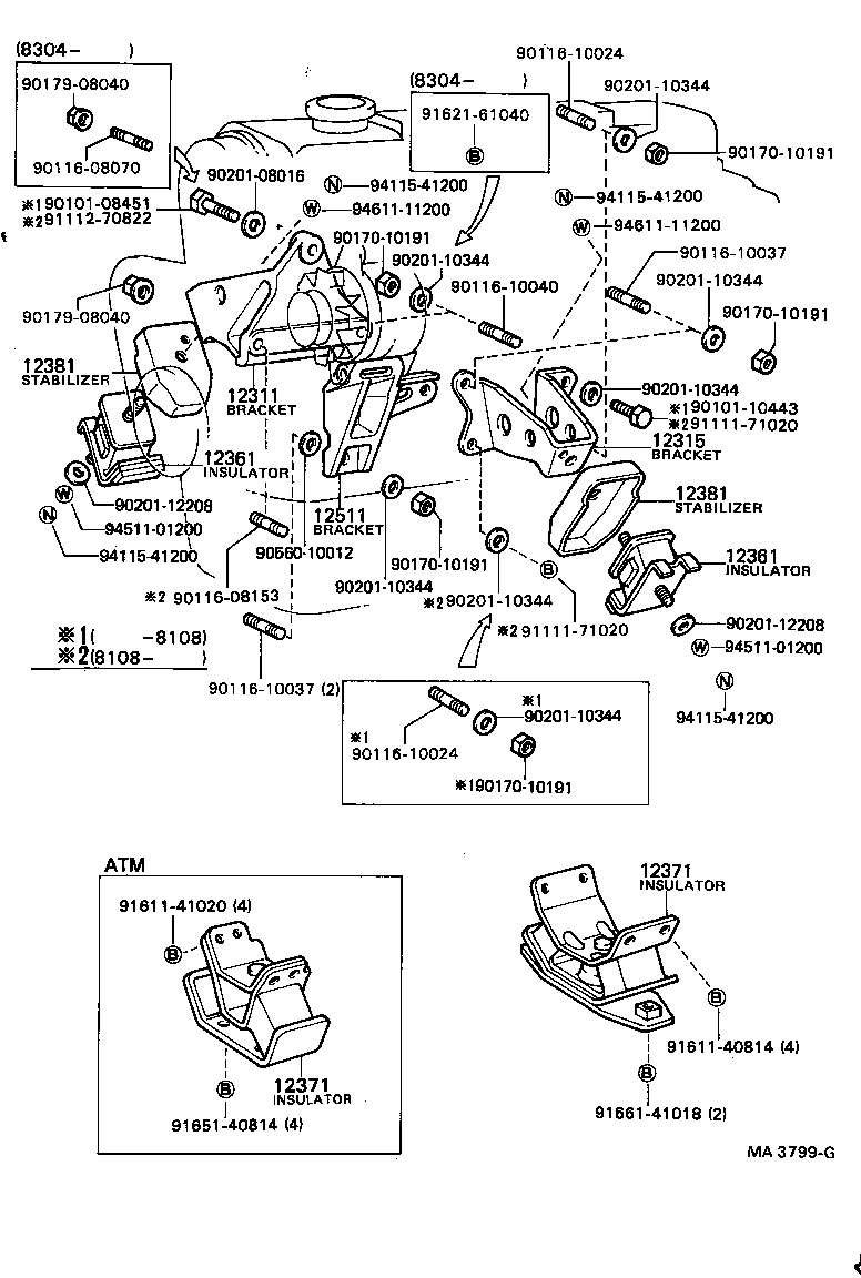 12302-13070 BRACKET, ENGINE MOUNTING, FRONT NO.1 LH product image