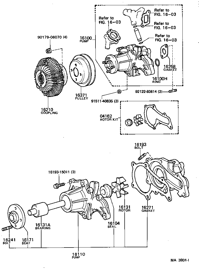 16100-88280 PUMP ASSY, WATER, W/O COUPLING product image
