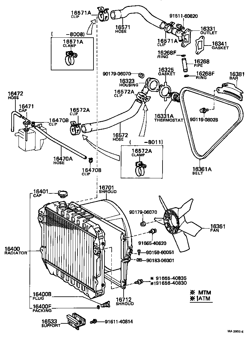 16264-64020 HOSE, WATER BY-PASS, NO.2 product image