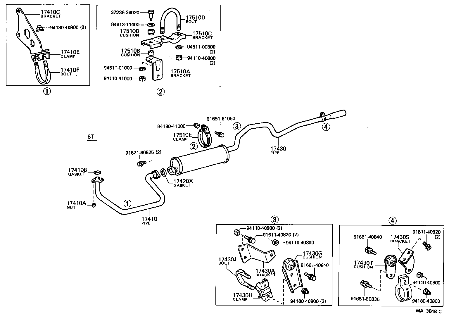 17430-54020 PIPE ASSY, EXHAUST, TAIL product image