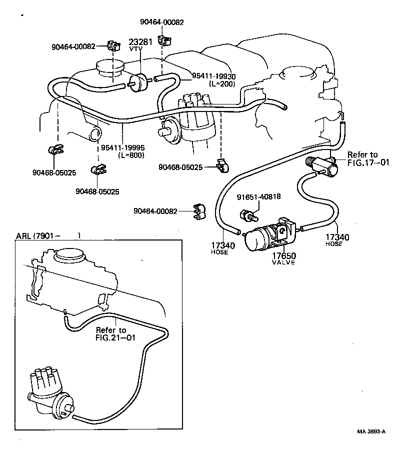 90445-07009 HOSE ASSY, VACUUM SWITCHING VALVE product image