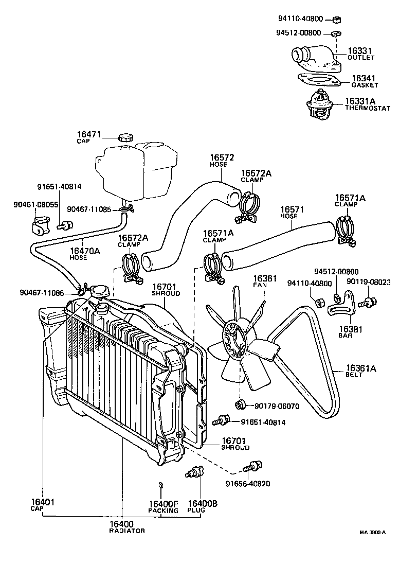 16381-44011 BAR, FAN BELT ADJUSTING product image