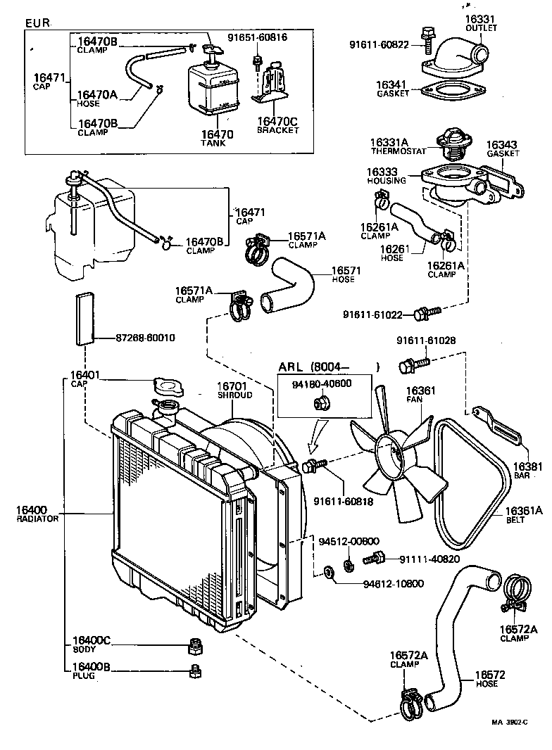 16381-56010 BAR, FAN BELT ADJUSTING product image