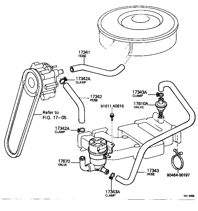 17341-34070 HOSE, NO.1(FOR AIR INJECTION SYSTEM) product image
