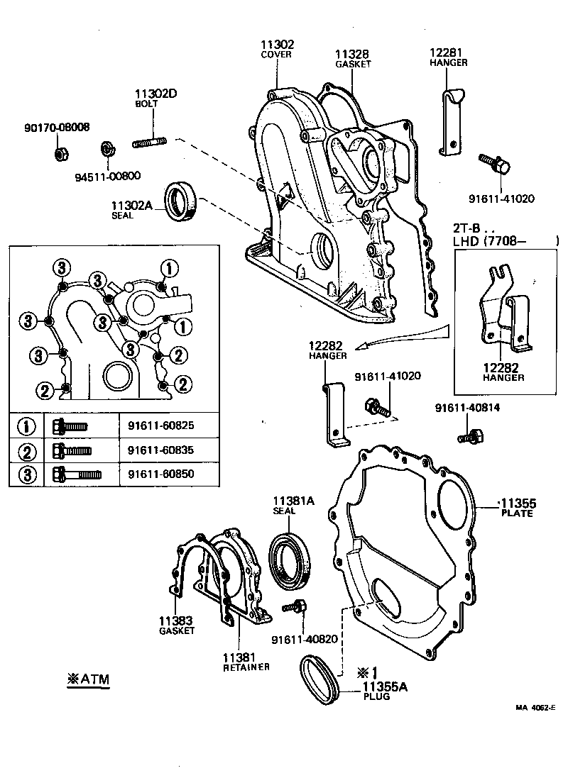 90072-11619 BOLT, STUD(FOR TIMING GEAR COVER) product image