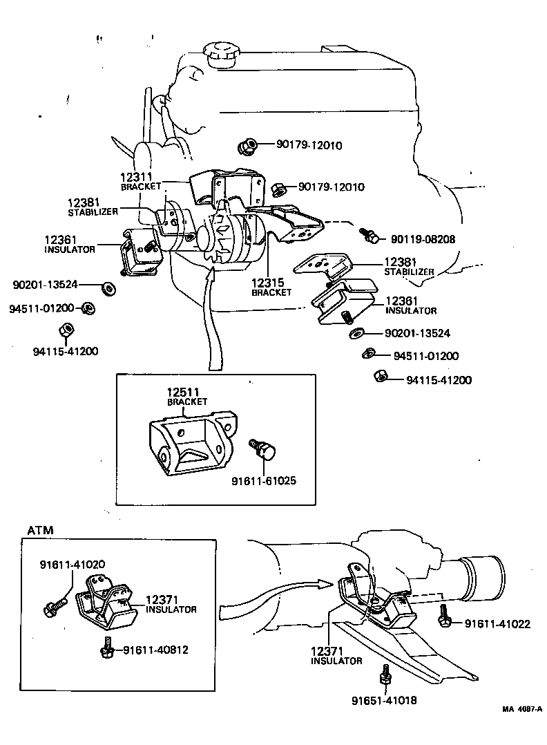 12362-36012 INSULATOR, ENGINE MOUNTING, FRONT product image
