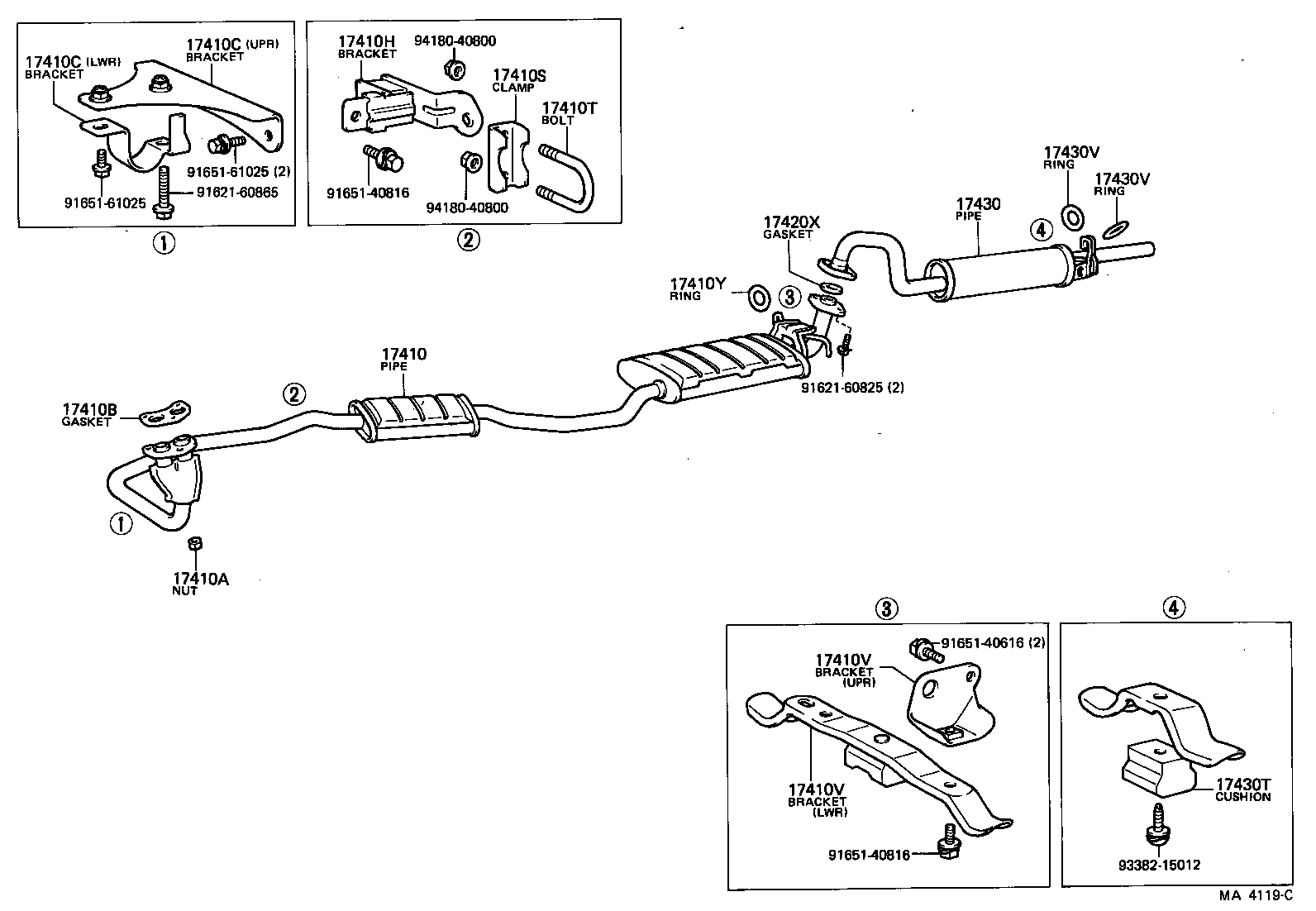 90105-10019 BOLT OR RING, EXHAUST PIPE FRONT (FOR FRONT) product image