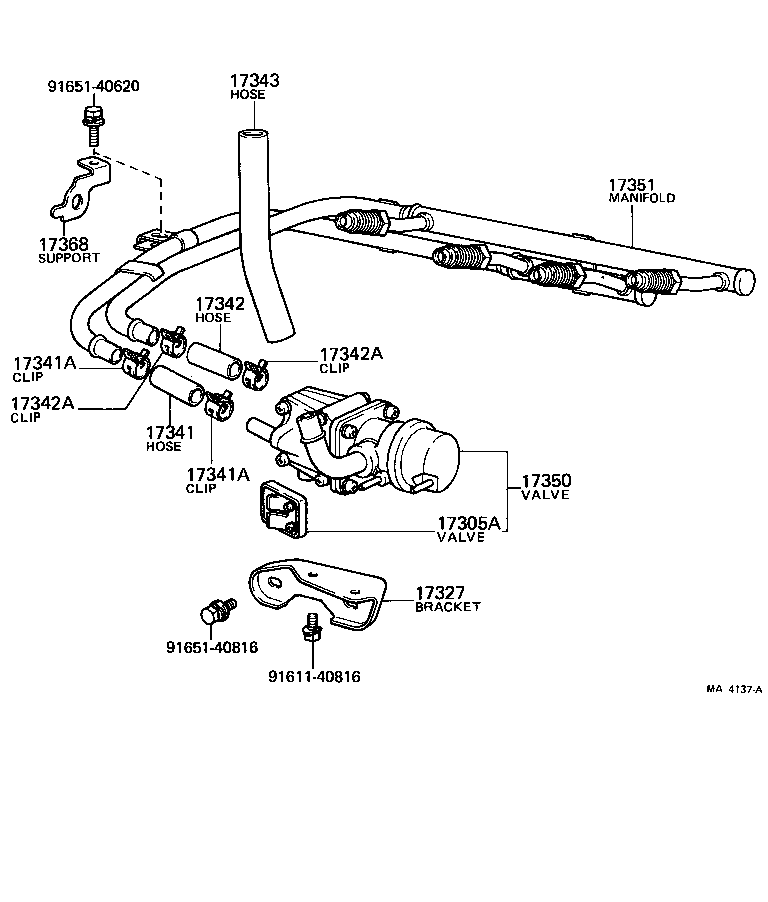 Toyota 17342-26042 HOSE, NO.3(FOR AIR INJECTION SYSTEM)