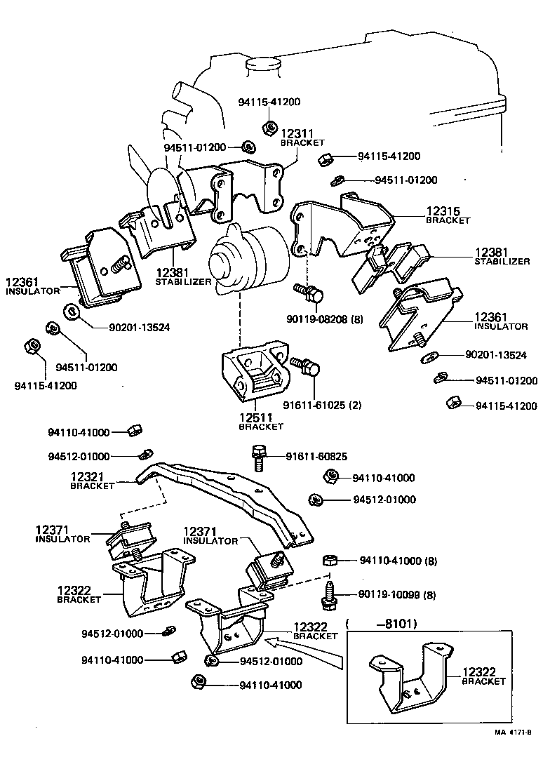 12321-18010 BRACKET, ENGINE MOUNTING, REAR, NO.1 product image