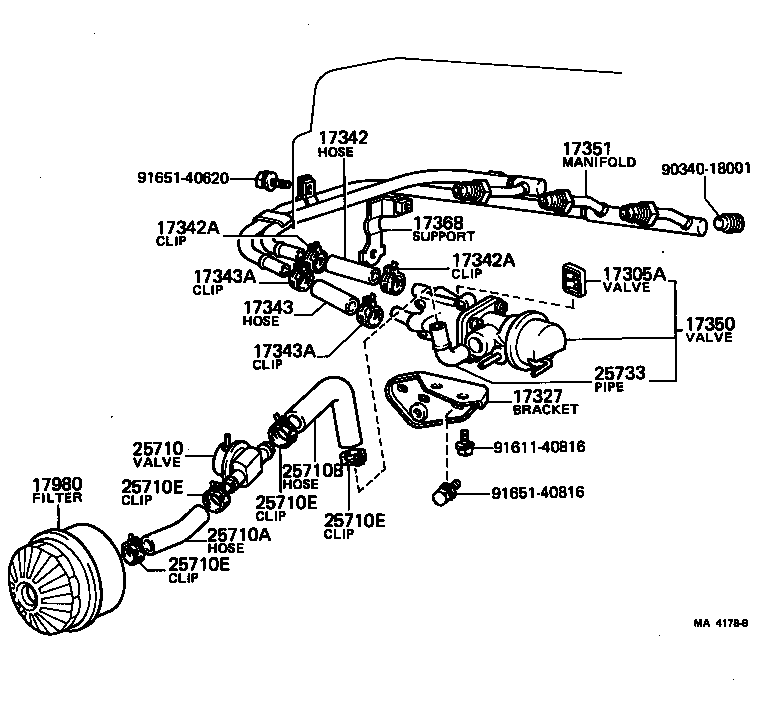 17368-18010 SUPPORT, AIR TUBE product image