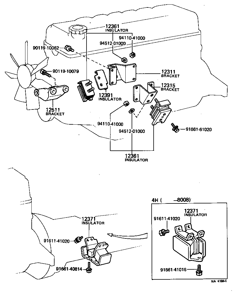 12361-44040 INSULATOR, ENGINE MOUNTING, FRONT product image