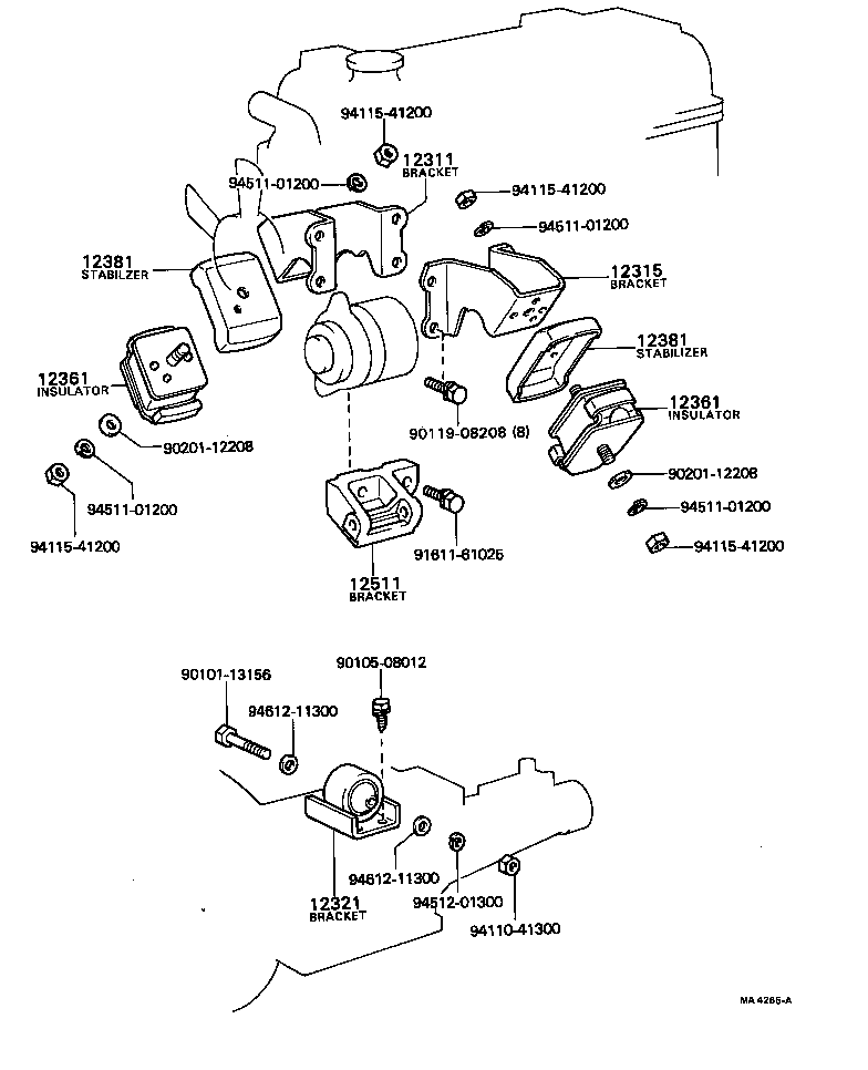 12303-18010 BRACKET, ENGINE MOUNTING, REAR, NO.1 product image