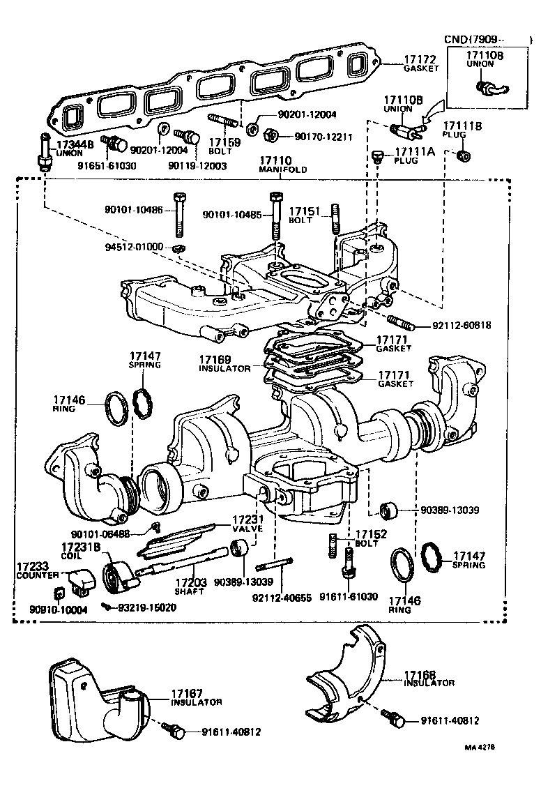 17172-61040 GASKET, MANIFOLD TO CYLINDER HEAD product image