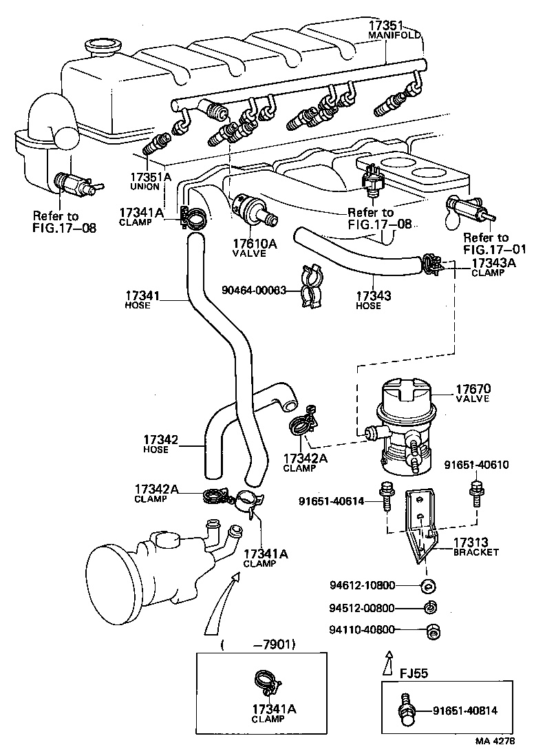 17313-61010 BRACKET, AIR BY-PASS VALVE product image