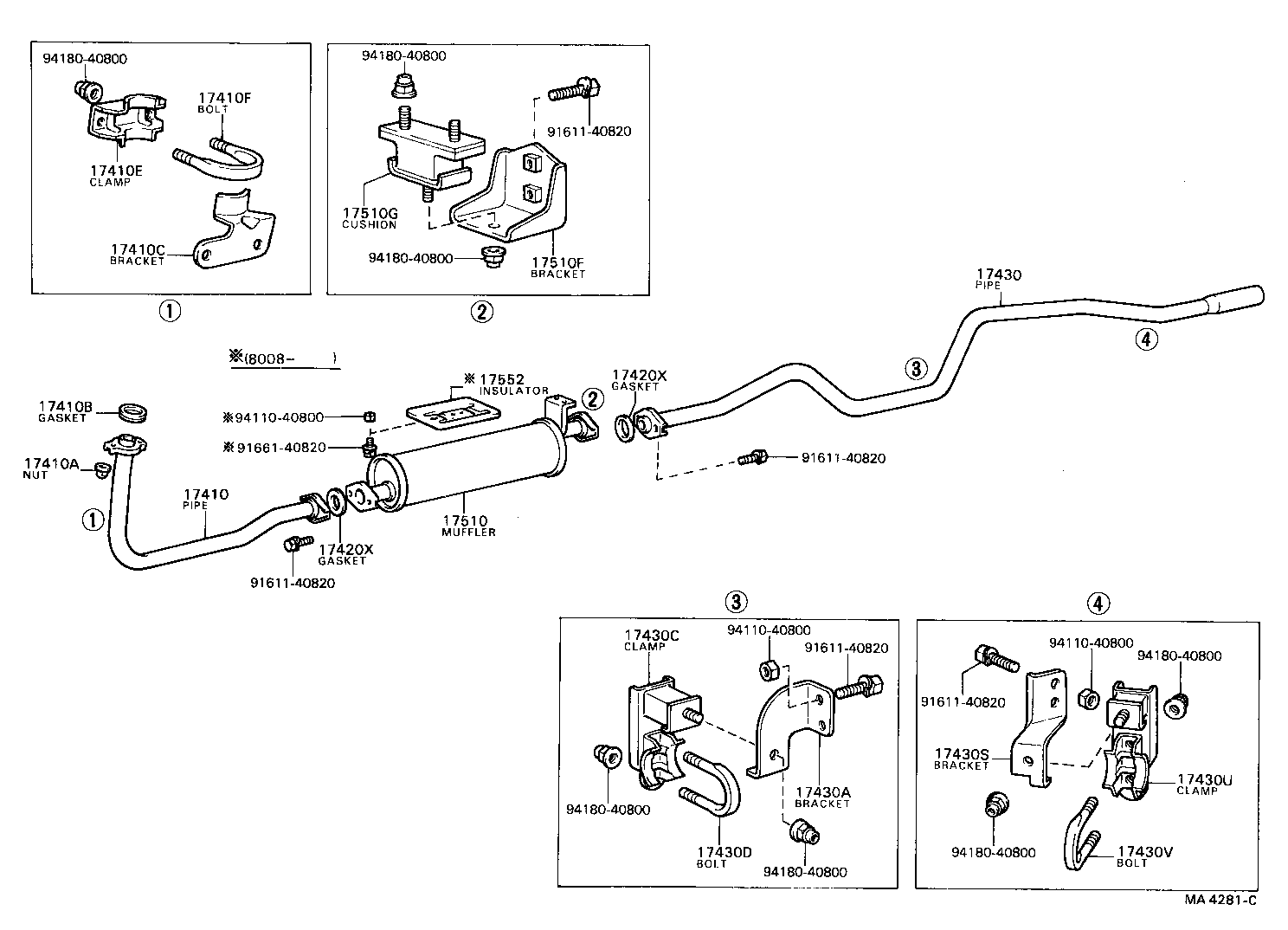 17405-56140 PIPE ASSY, EXHAUST, TAIL product image