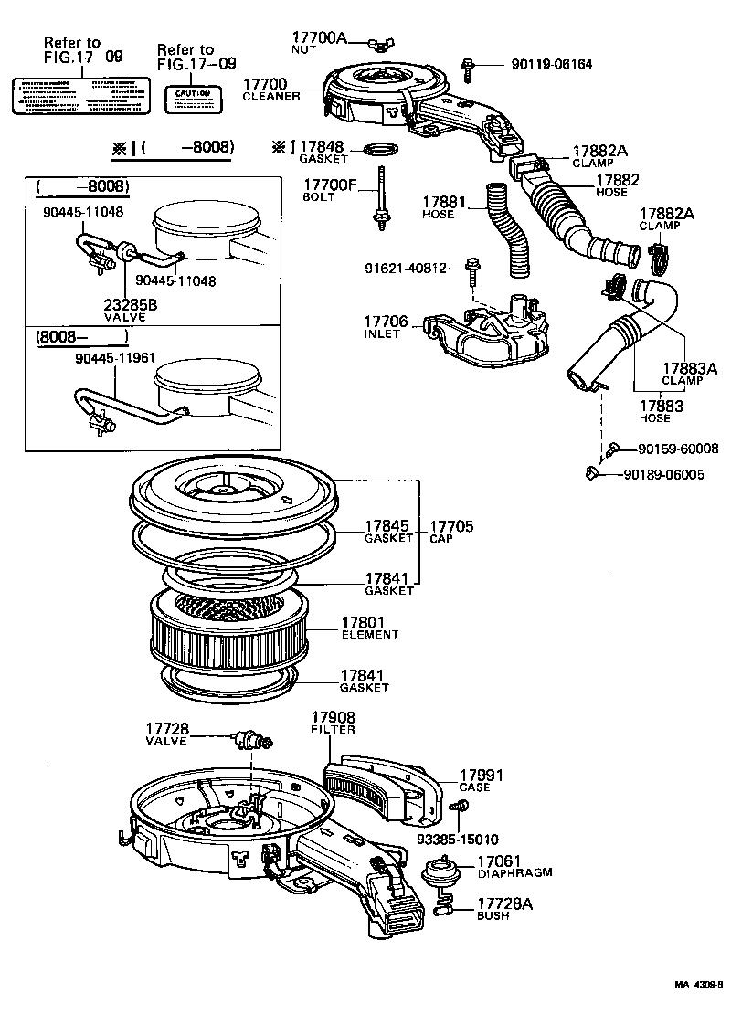 Toyota 17700-28030 CLEANER ASSY, AIR