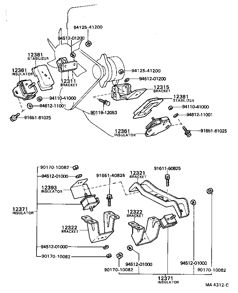 12303-18010 BRACKET, ENGINE MOUNTING, REAR, NO.1 product image