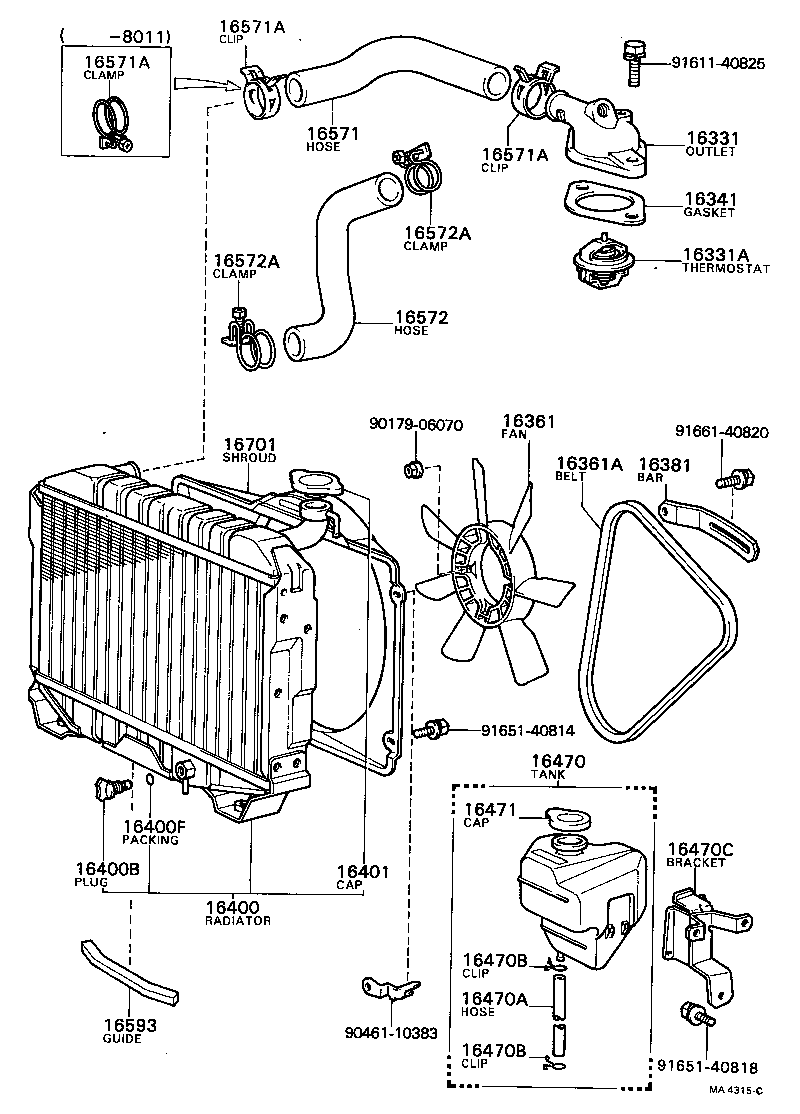 16571-31070 HOSE, RADIATOR, OUTLET product image
