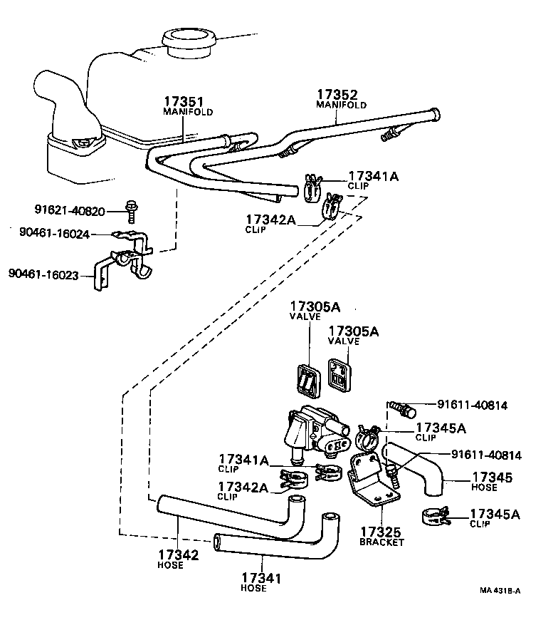 17341-26070 HOSE(FOR AIR BY-PASS VALVE TO AIR SWITCHING VALVE) product image