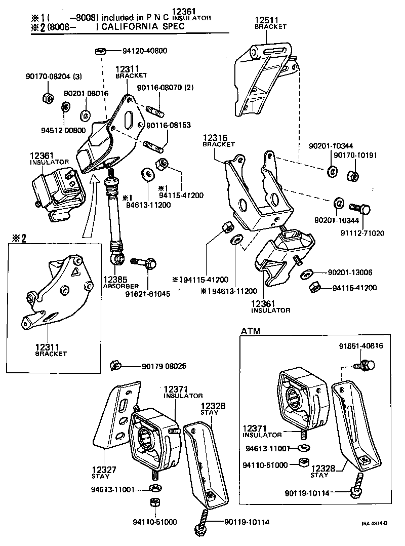Toyota 12311-15010 BRACKET, ENGINE MOUNTING, FRONT NO.1 RH