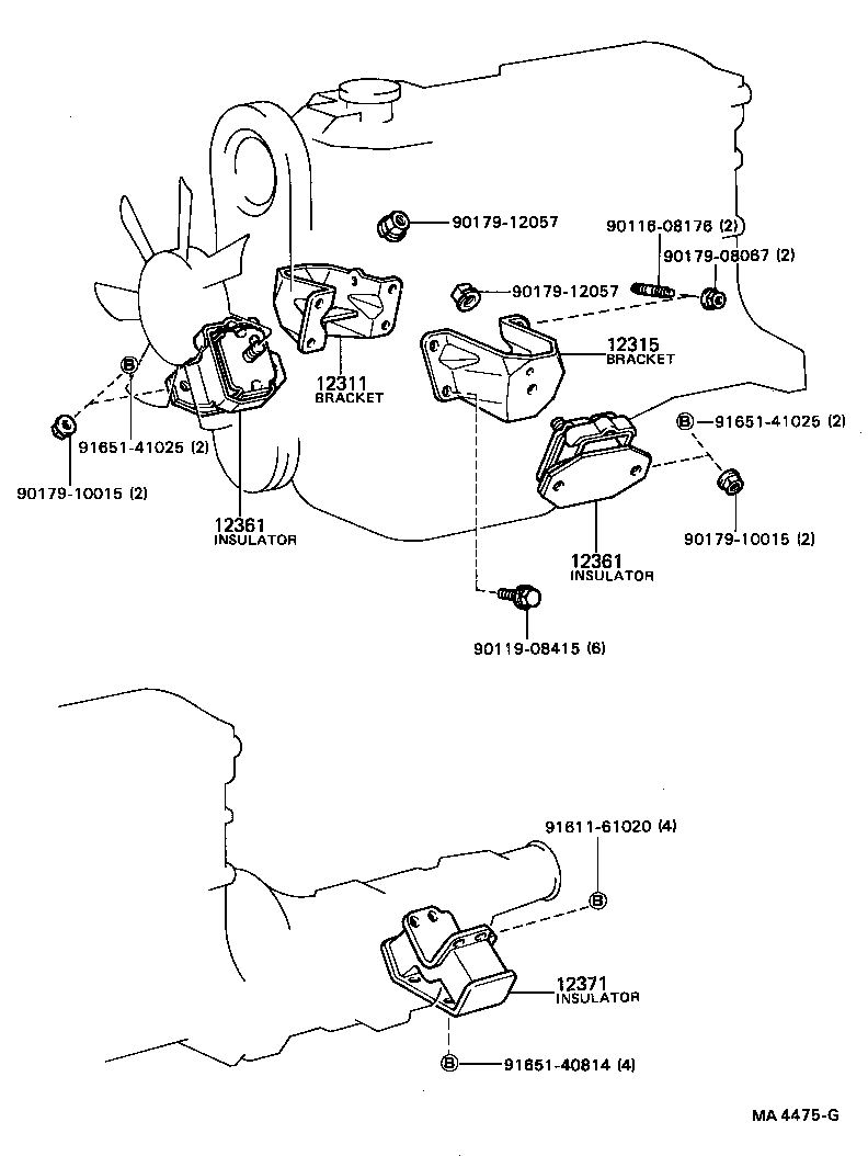 12311-70050 BRACKET, ENGINE MOUNTING, FRONT NO.1 RH product image