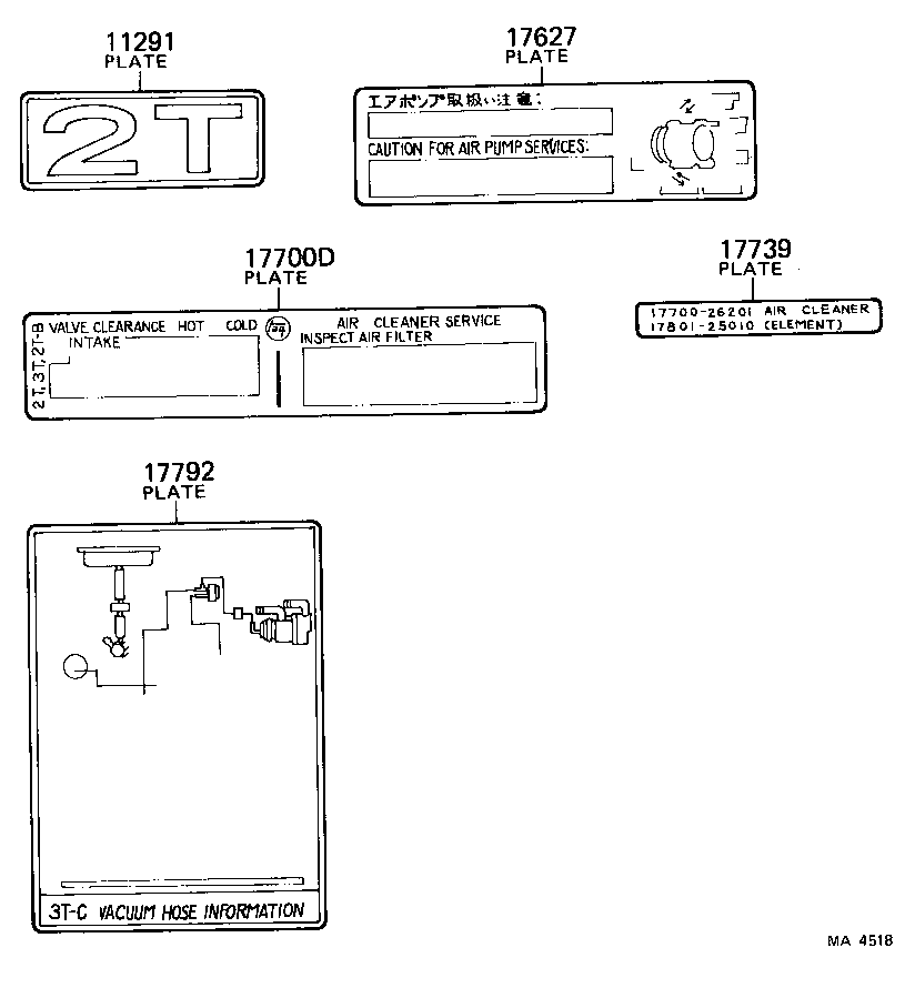 17792-26100 PLATE, ENGINE VACUUM HOSE INFORMATION product image