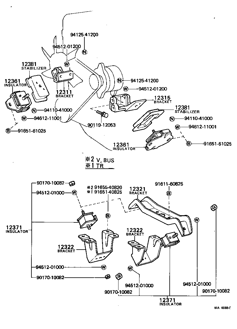 12361-54030 INSULATOR, ENGINE MOUNTING, FRONT product image