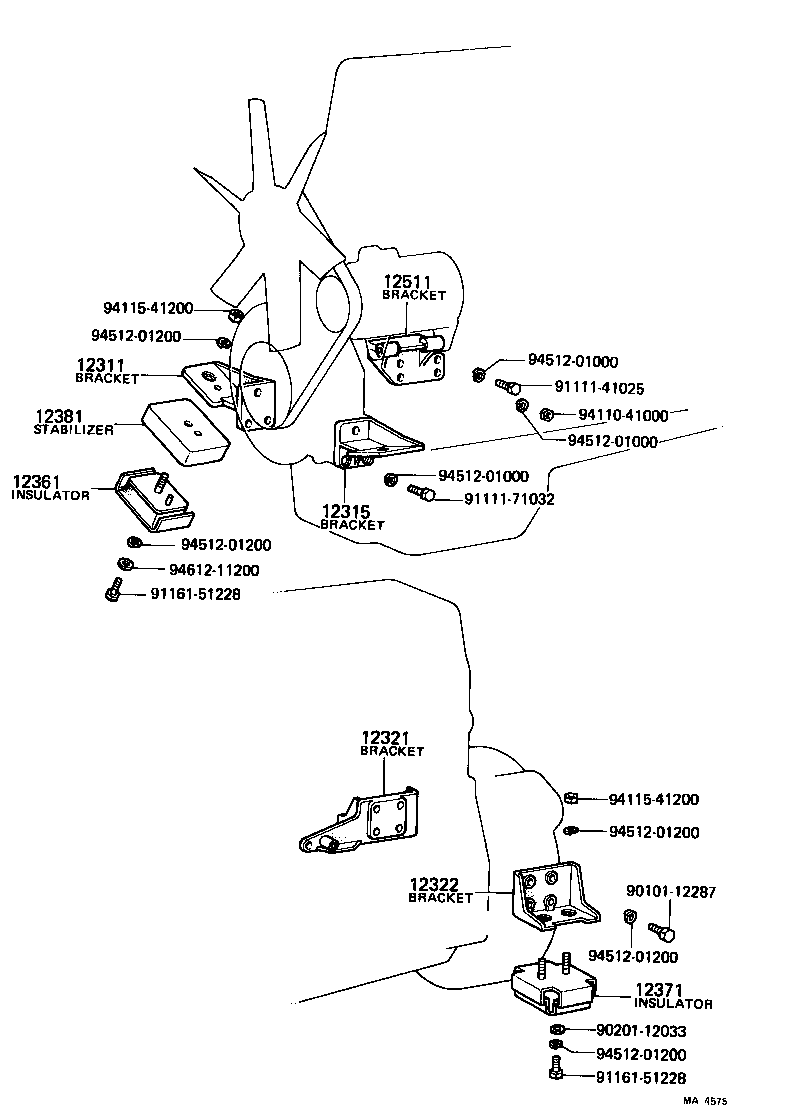 12311-77010 BRACKET, ENGINE MOUNTING, FRONT NO.1 RH product image
