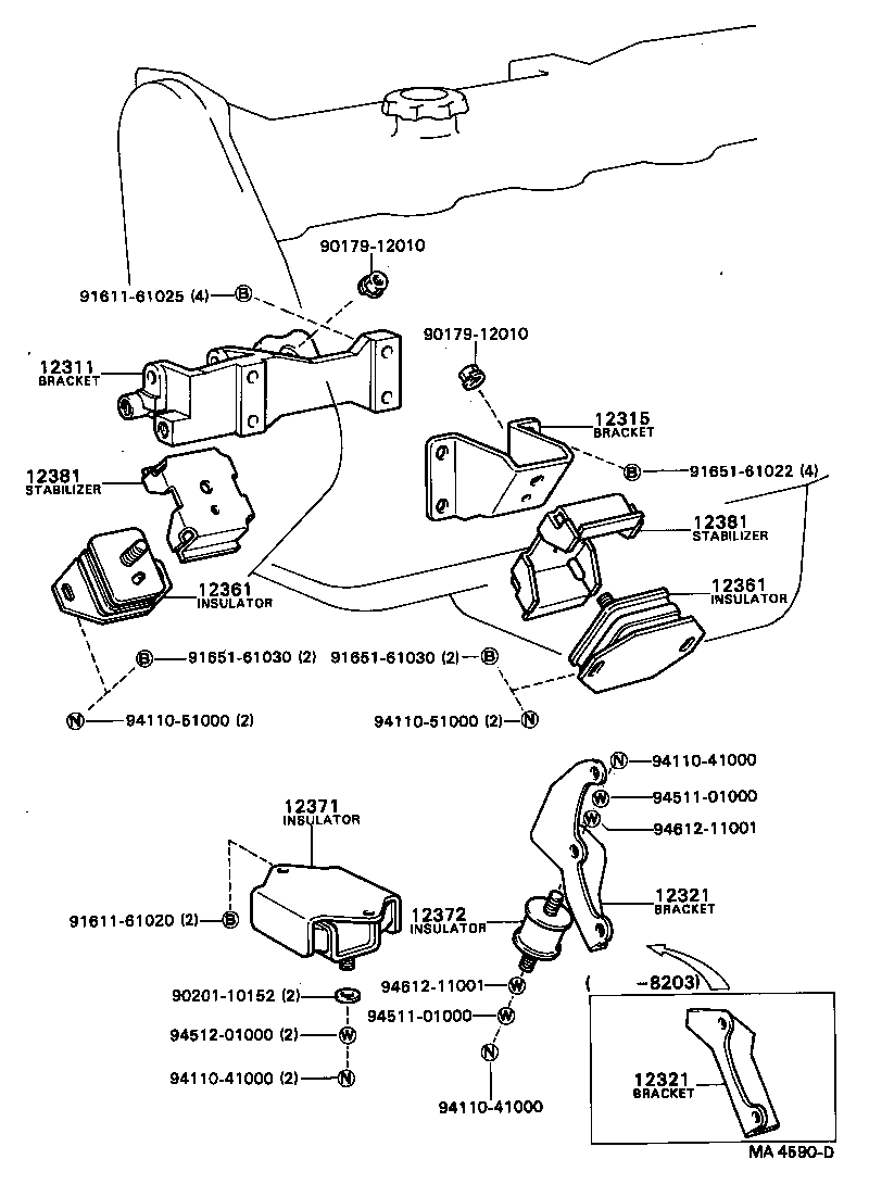 12322-87606 BRACKET, ENGINE MOUNTING, REAR, NO.1 product image