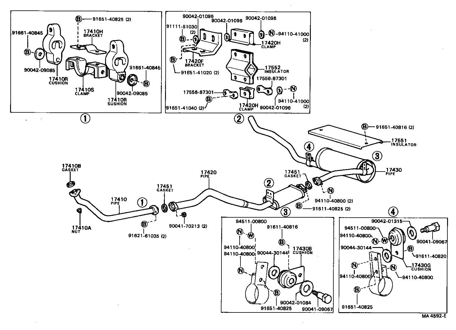 17545-87601 BRACKET, EXHAUST PIPE, CENTER product image