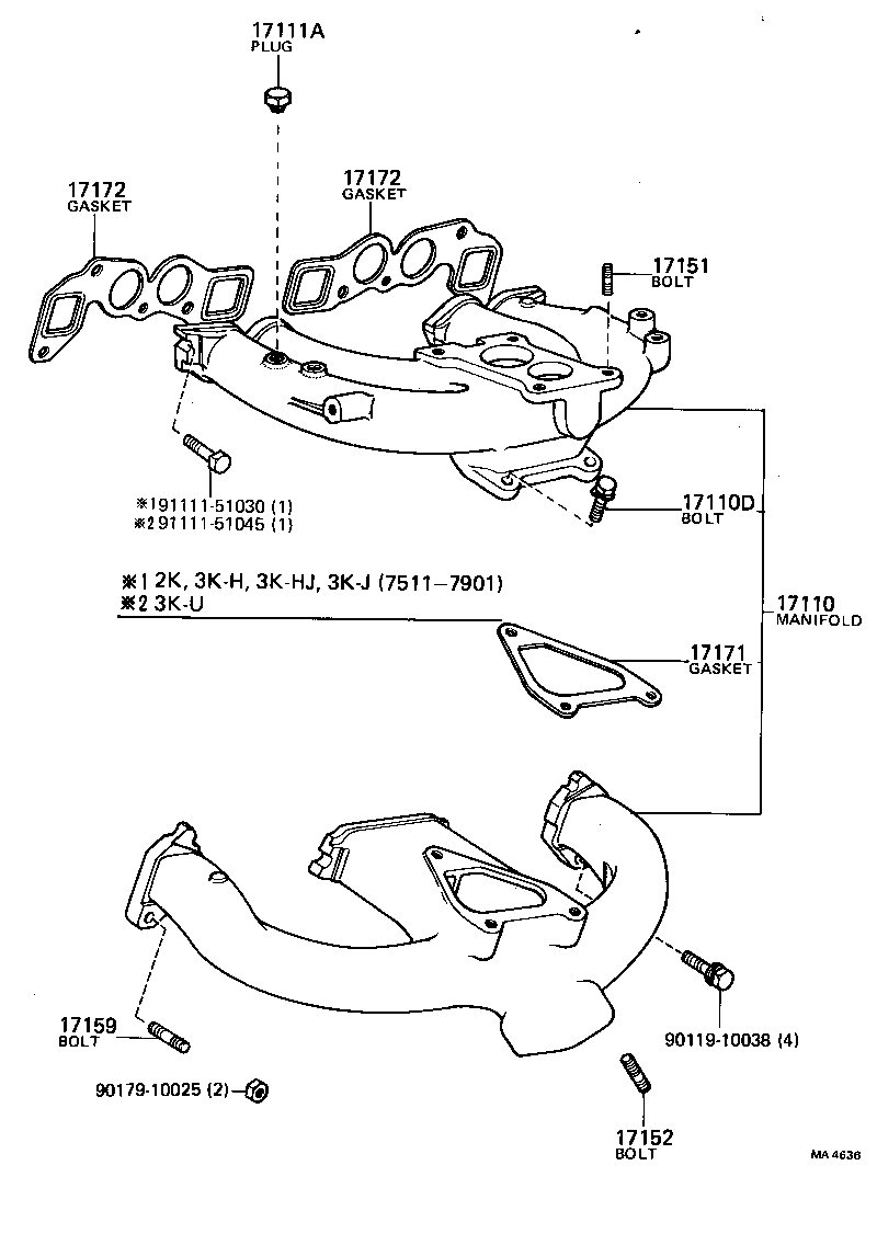 17172-13020 GASKET, MANIFOLD TO CYLINDER HEAD product image