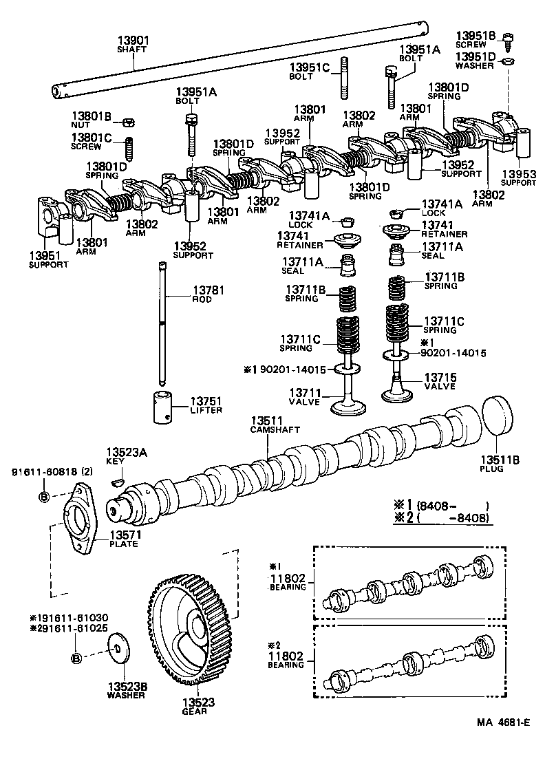 Toyota 13994-61010 BOLT, STUD(FOR ROCKER SUPPORT)