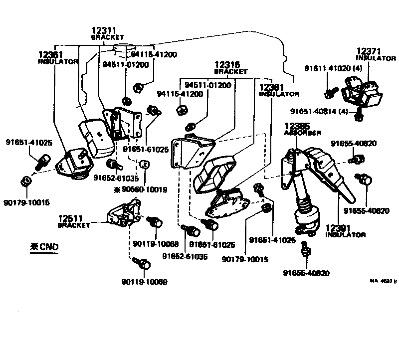 Toyota 12361-38090 INSULATOR, ENGINE MOUNTING, FRONT