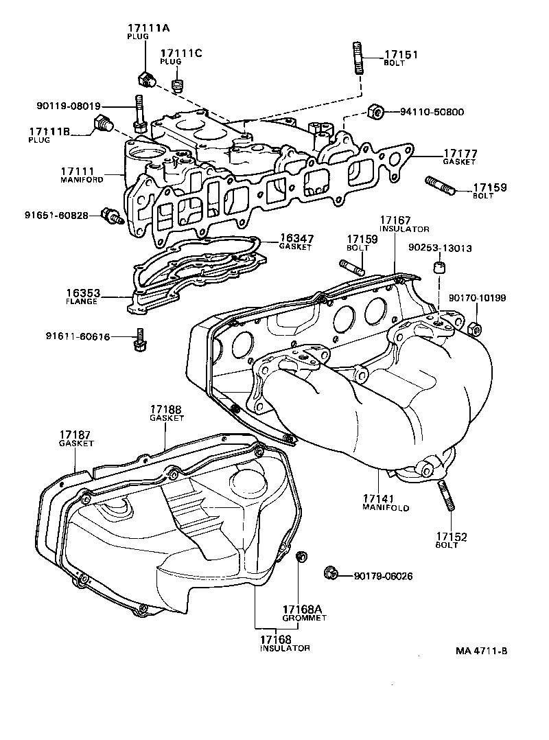 17177-38020 GASKET, INTAKE MANIFOLD TO HEAD, NO.1 product image