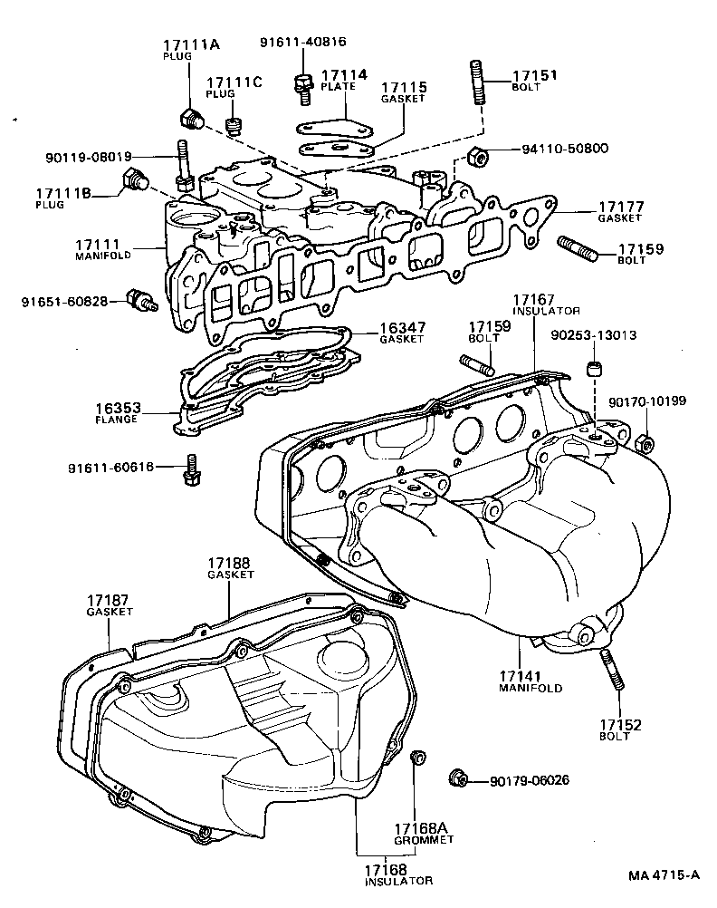17177-38010 GASKET, INTAKE MANIFOLD TO HEAD, NO.1 product image
